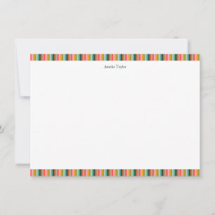 Cute Striped Personalized Stationery Name Holiday Thank You Card