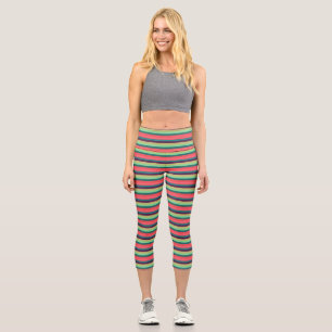 Cute Striped vintage colours Capri Leggings