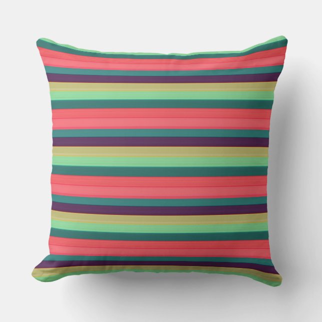 Cute Striped vintage colours Throw Pillow (Front)