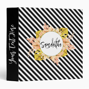 Cute Stripes and Floral Monogram Binder
