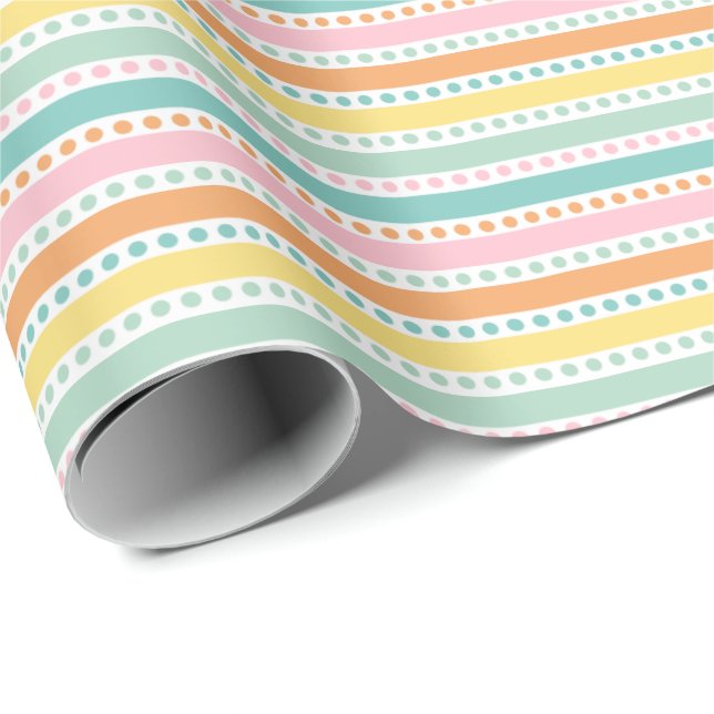 Cute stripes and polka dots in pastel colours wrapping paper (Roll Corner)