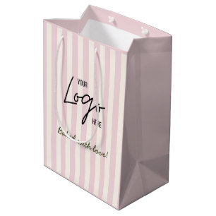 Cute Stripes Bakery Cafe Logo Baked With Love Medium Gift Bag