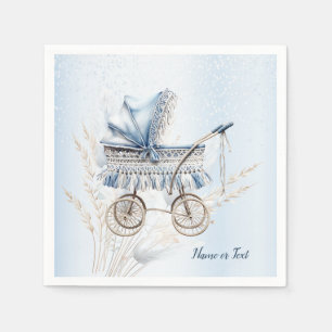 Cute Stroller Blue Floral Beautiful Party Napkin