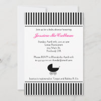 Cute Stroller Silhouette Girl Baby Shower