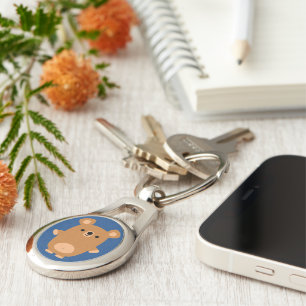 Cute Strong Cartoon Bear Metal Keychain