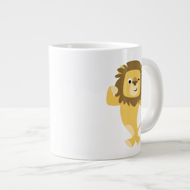 Cute Strong Cartoon Lion Jumbo Mug (Front Right)