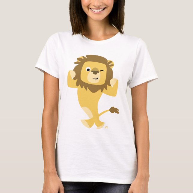 Cute Strong Cartoon Lion Women T-shirt (Front)