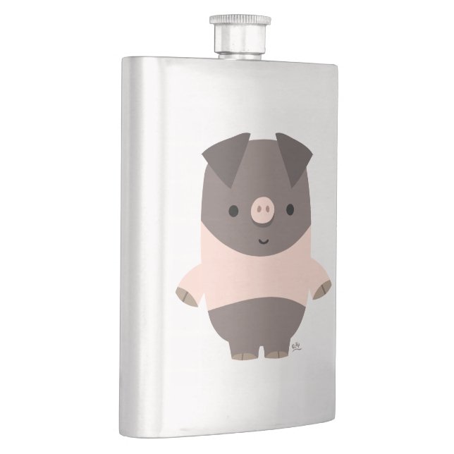 Cute Strong Cartoon Pig Classic Flask (Right)
