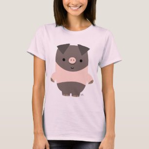 Cute Strong Cartoon Pig custom Women T-shirt