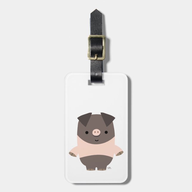 Cute Strong Cartoon Pig Luggage Tag (Front Vertical)