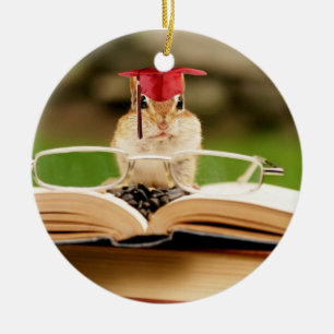 Cute Studying Chipmunk Graduate Ornament
