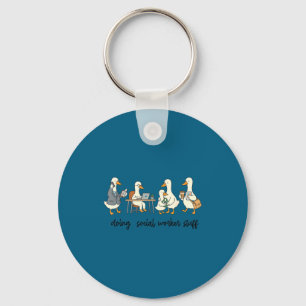 Cute Stuff Mental Health Goose Doing Social Keychain