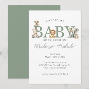 Cute Stuffed Animals Gender Neutral Baby Shower Invitation