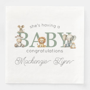 Cute Stuffed Animals Gender Neutral Baby Shower Napkin