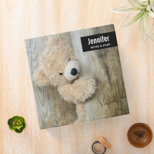 Cute Stuffed Bear Rustic Wooden Wall Binder