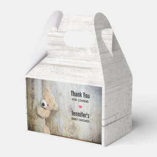 Cute Stuffed Bear Rustic Wooden Wall Favor Box
