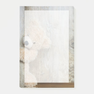 Cute Stuffed Bear Rustic Wooden Wall Post-it Notes