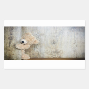 Cute Stuffed Bear Rustic Wooden Wall Sticker