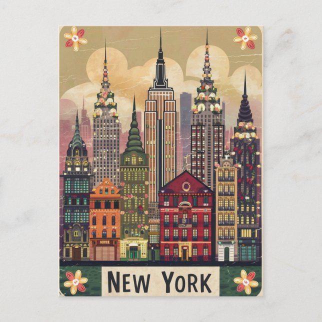 cute style new york postcard (Front)