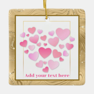 Cute Style Pink Hearts Romantic Valentine's Day Ceramic Ornament