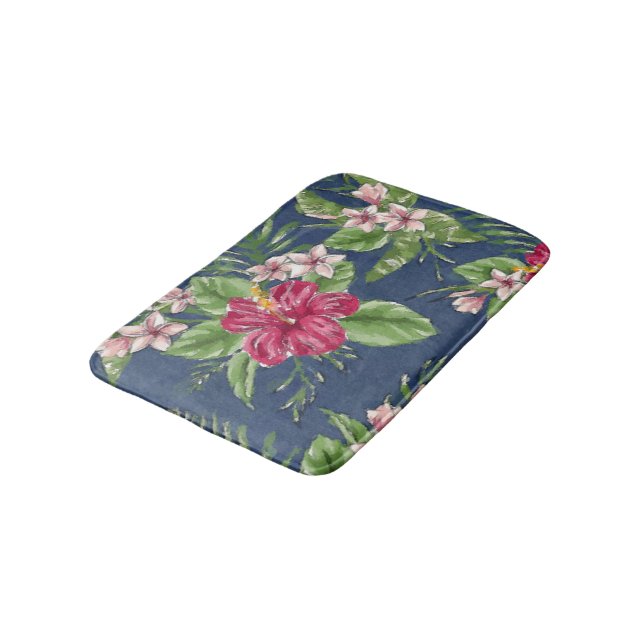 Cute Stylish Colours Tropical Hawaii Floral Patter Bath Mat (Angled)