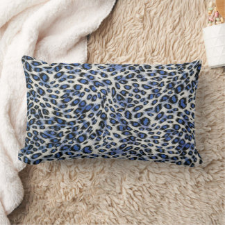 Cute Stylish Elegant Blue Leopard Animal Print  Lumbar Pillow