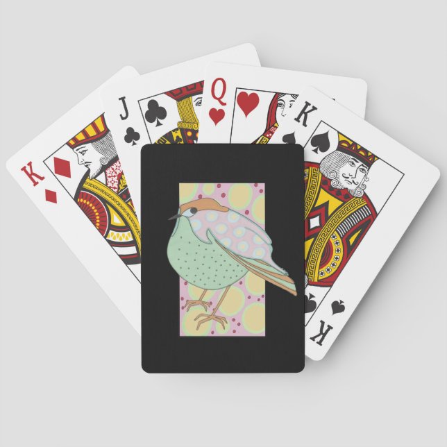 Cute Stylish Framed Pastel Songbird Playing Cards (Back)
