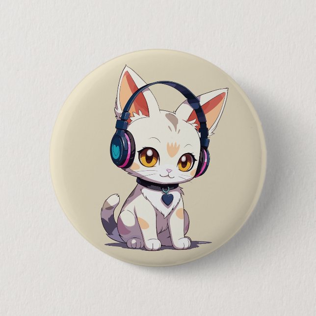 Cute Stylish Kitty 2 Inch Round Button (Front)