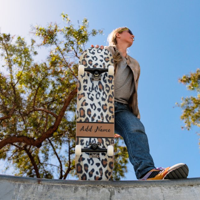 Cute Stylish Leopard Animal Print Personalised Skateboard (Outdoor 1)