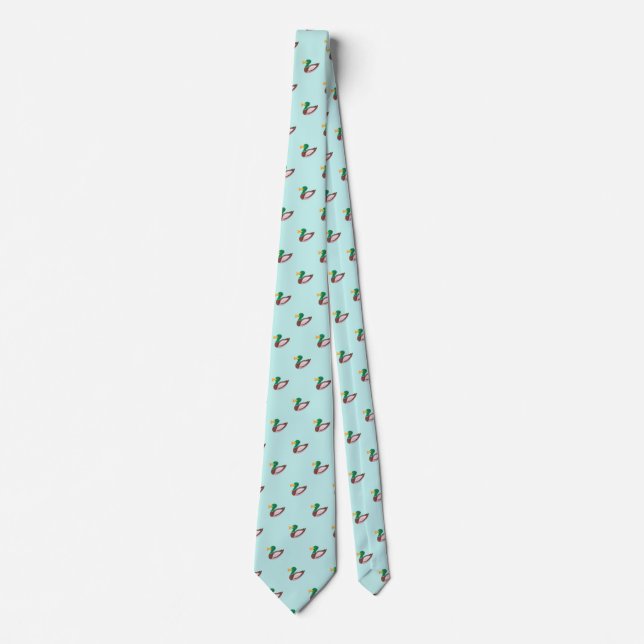 Cute Stylish Light Green Wild Duck Pattern Tie (Front)