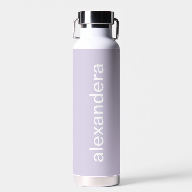 Cute Stylish Light Purple Personalized School Water Bottle (Front)
