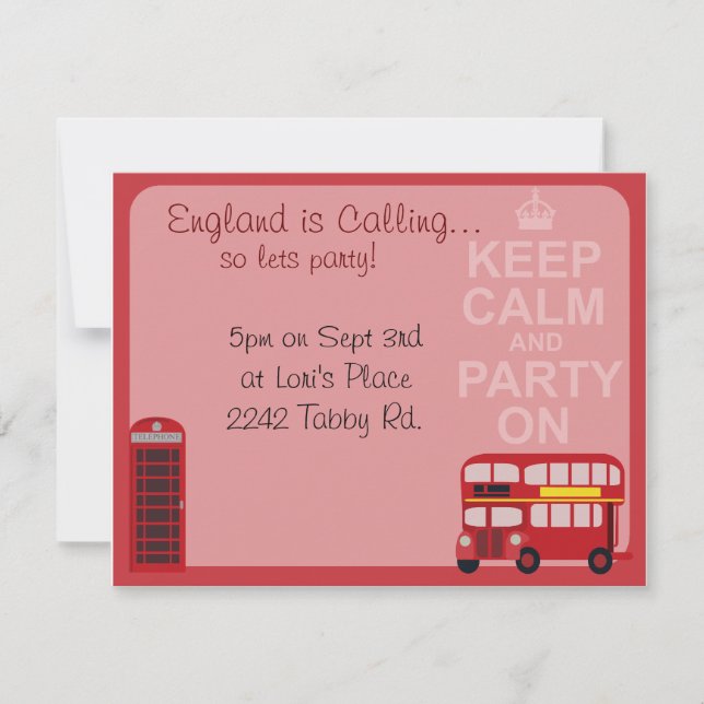 Cute Stylish London Party Invitation (Front)