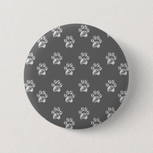 Cute stylish paw pattern on dark grey 2 inch round button
