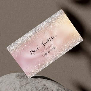 Cute stylish rose gold faux glitter monogram Magnetic business card