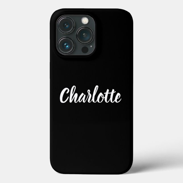 Cute stylish script name modern plain black white Case-Mate iPhone case (Back)