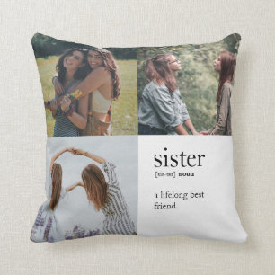 Cute Stylish Sister Best Friend Photo Collage Throw Pillow