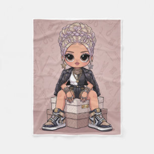 Cute Stylized Chibi Girl In Sneakers Fleece Blanke Blanket