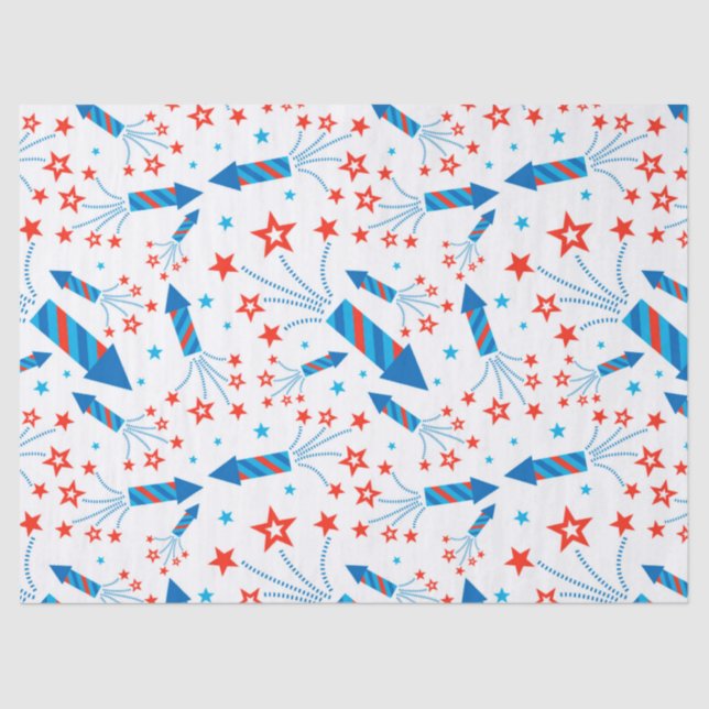 Cute Stylized Fireworks Freedom Pattern Tissue Paper (Front)