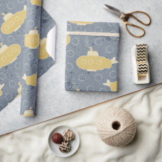 Cute Submarine Boys Nautical Baby Shower Wrapping Paper