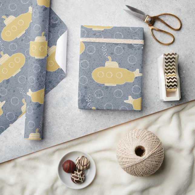 Cute Submarine Boys Nautical Baby Shower Wrapping Paper (Crafts)