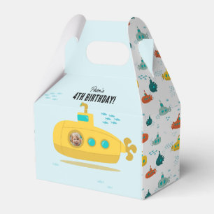 Cute Submarine Deep Sea Birthday Kids Photo Favor Box