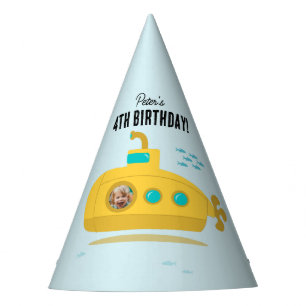 Cute Submarine Deep Sea Birthday Kids Photo Party Hat