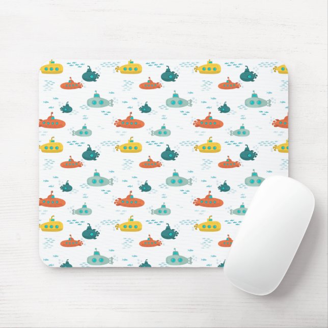 Cute Submarine Nautical Deep Sea Fish Kids Mouse Pad (With Mouse)