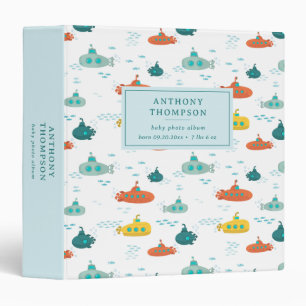 Cute Submarine Nautical Deep Sea Fish Pattern Binder