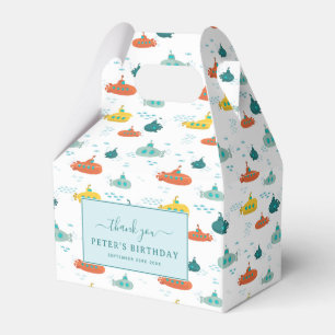 Cute Submarine Nautical Sea Fish Kids Birthday Favor Box