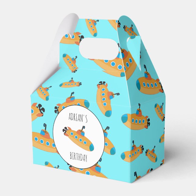Cute Submarine Pattern Kid's Birthday Party Favor Box (Front Side)