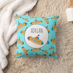 Cute Submarine Pattern Nursery Kids Room Throw Pillow