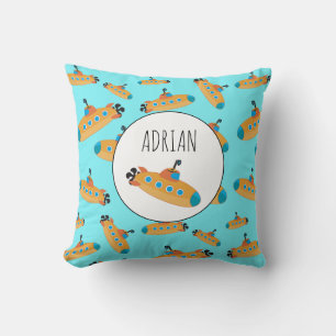 Cute Submarine Pattern Nursery Kids Room Throw Pillow
