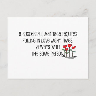 Cute, "Successful Marriage" quote Postcard