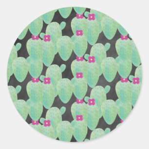 Cute Succulent Cactus Houseplants Watercolored Classic Round Sticker